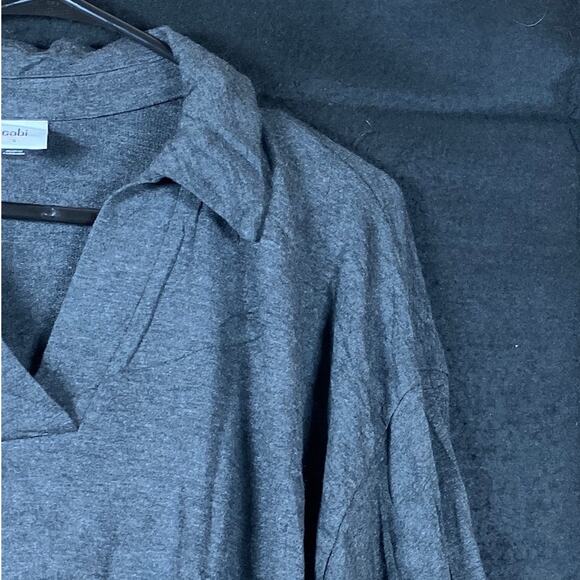 CAbi Womens Shirt Gray Collared V Neck Long Sleeve 4258 Stretch Small - Picture 5 of 12